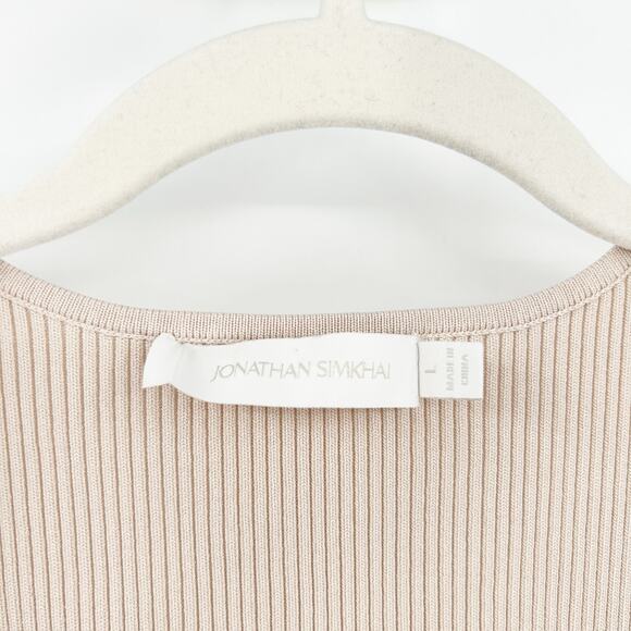 Jonathan Simkhai‎ Womens Abia Compact Rib Sweetheart Neck Cropped Tee Top Size L - Picture 3 of 6